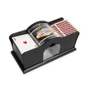 Batteur de cartes à jouer manuel à manivelle, photo du produit sur fond blanc